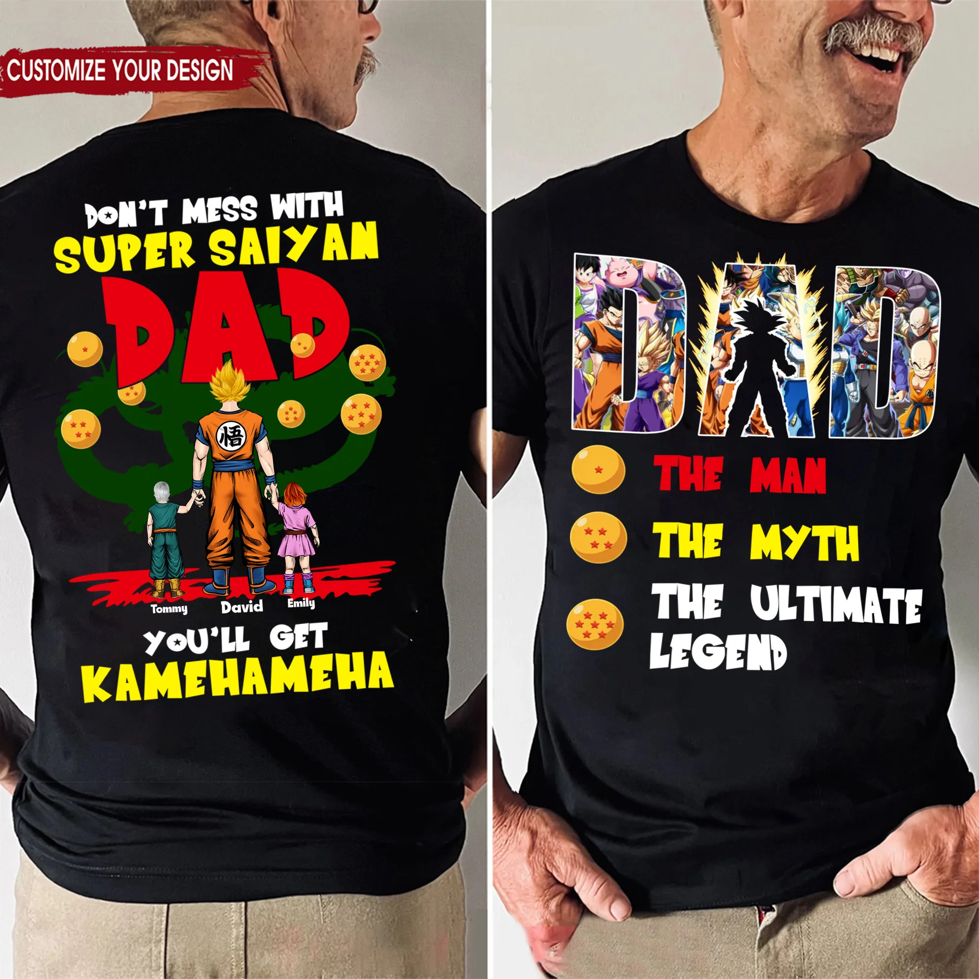 Don't Mess With Saiyan Dad He Is The Ultimate Legend DrBa - Gift For Father's Day - Personalized Shirt 2 Side - Image 2
