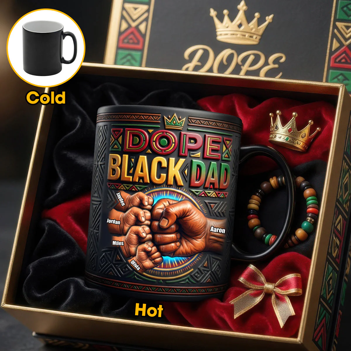 Dope Black Dad Fist Bump - Personalized Mug - Gift For Dad - Image 3