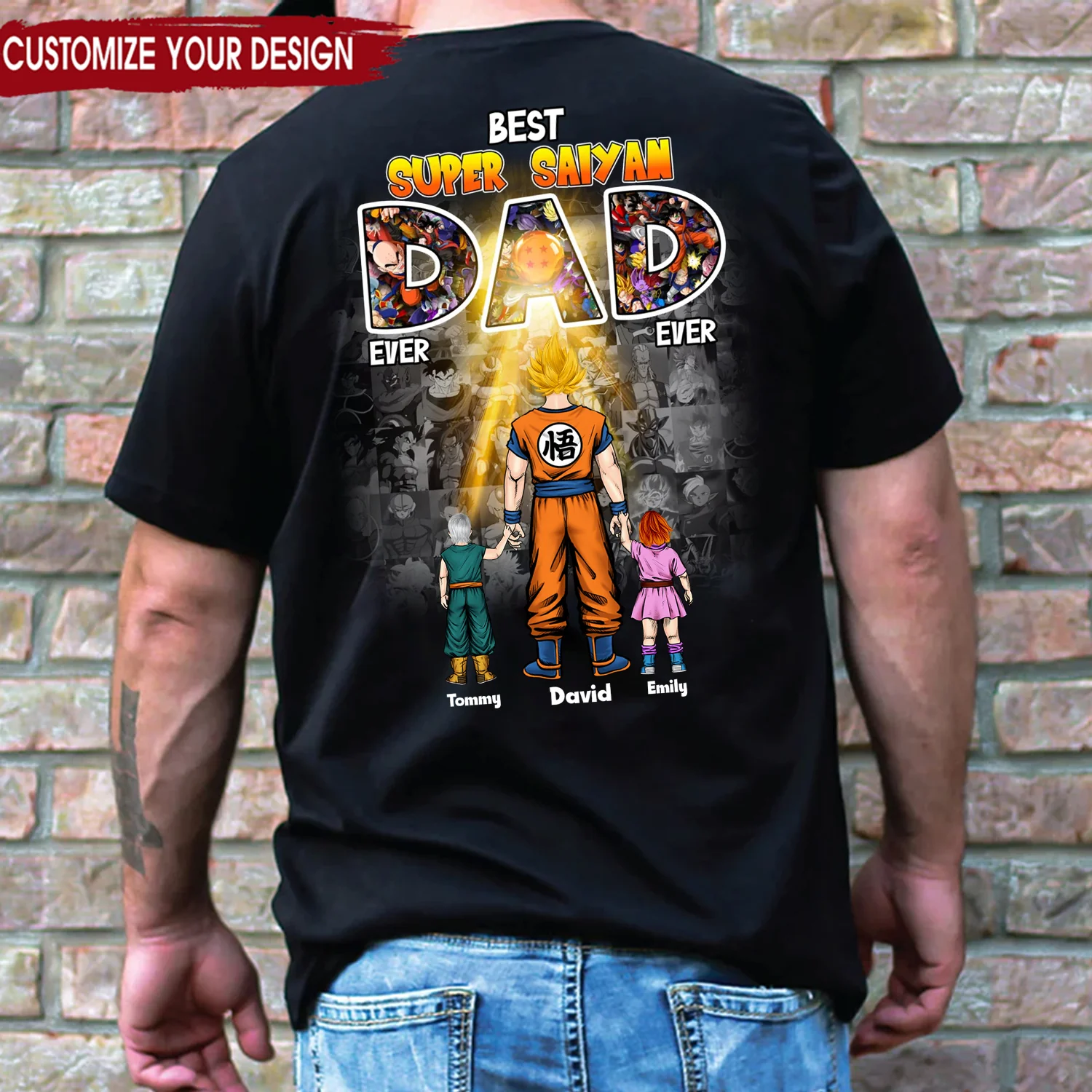 DrBa A Saiyan Dad - Gift For Father's Day - Personalized TShirt - Image 3