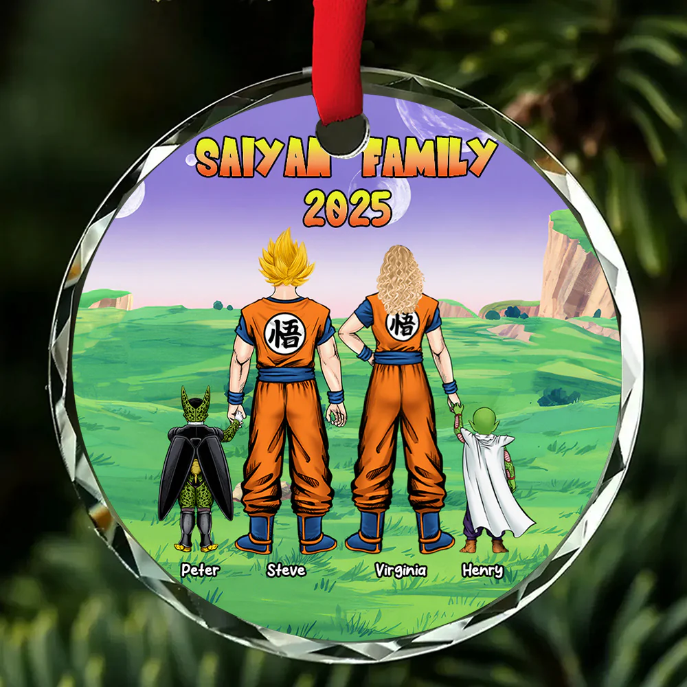 DrBa Saiyan Family 2024 Version 2 - Personalized Glass Ornament - Gift For Family Members - CL03 NA94 - Image 4