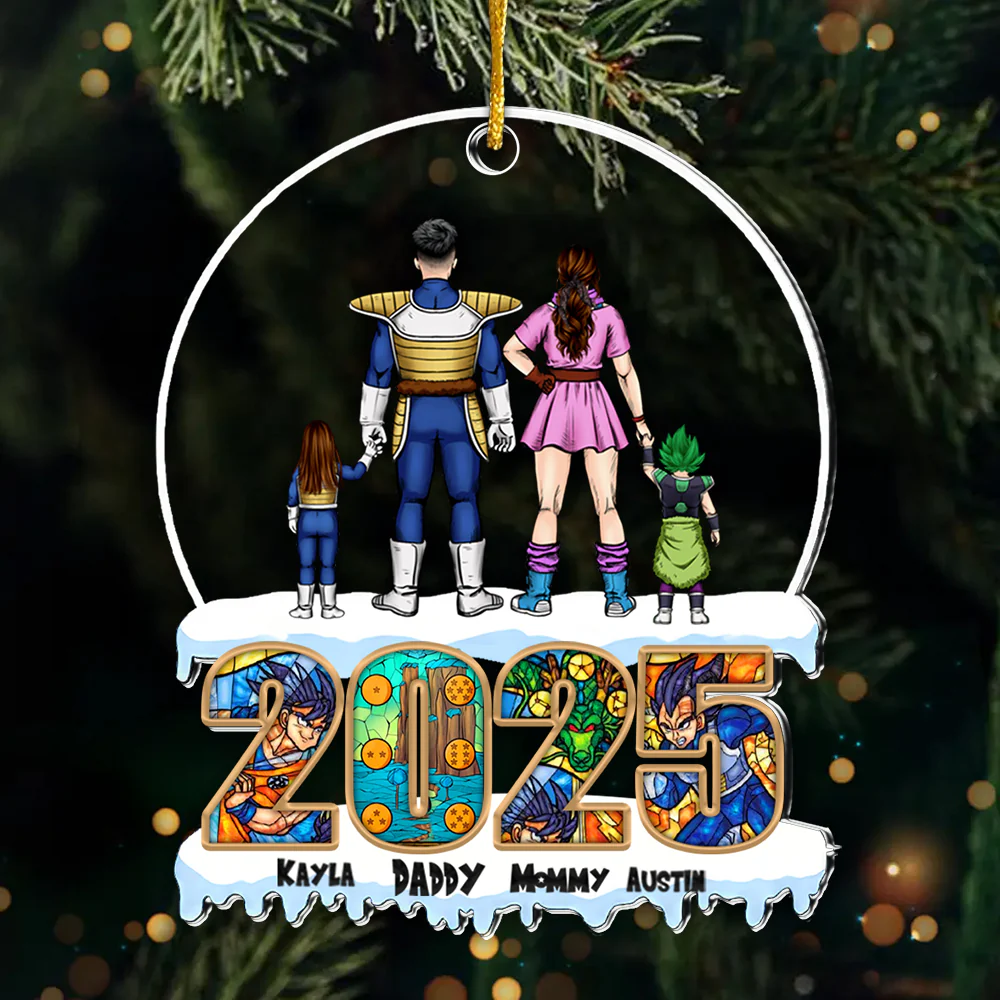 DrBa Super Saiyan Family 2025 - Personalized Acrylic Ornament - Gift For Family Members - CL03 NA94 - Image 2