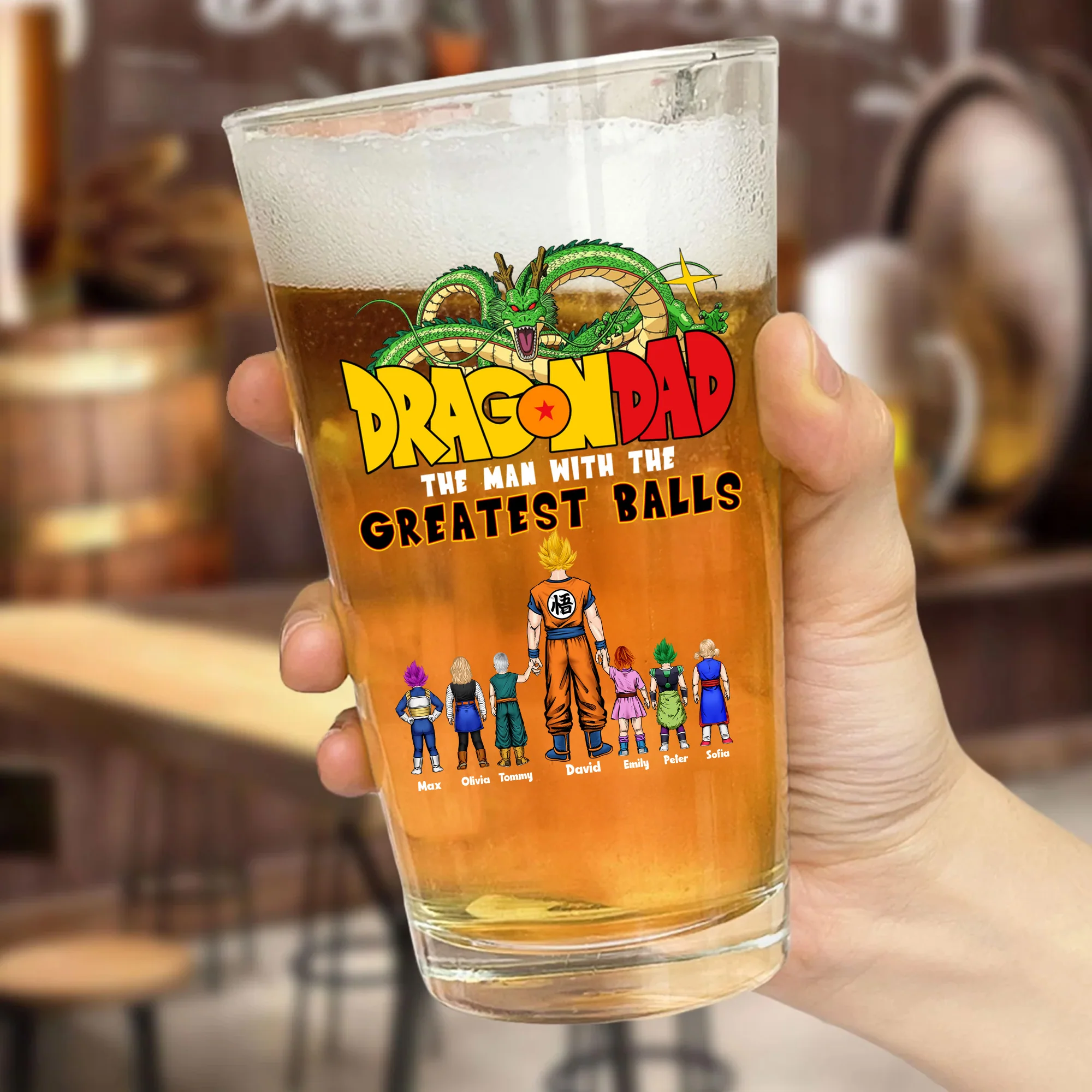 DrBas The Man With The Greatest Balls - Personalized Beer Glass - Gift For Dad, Husband - Image 3