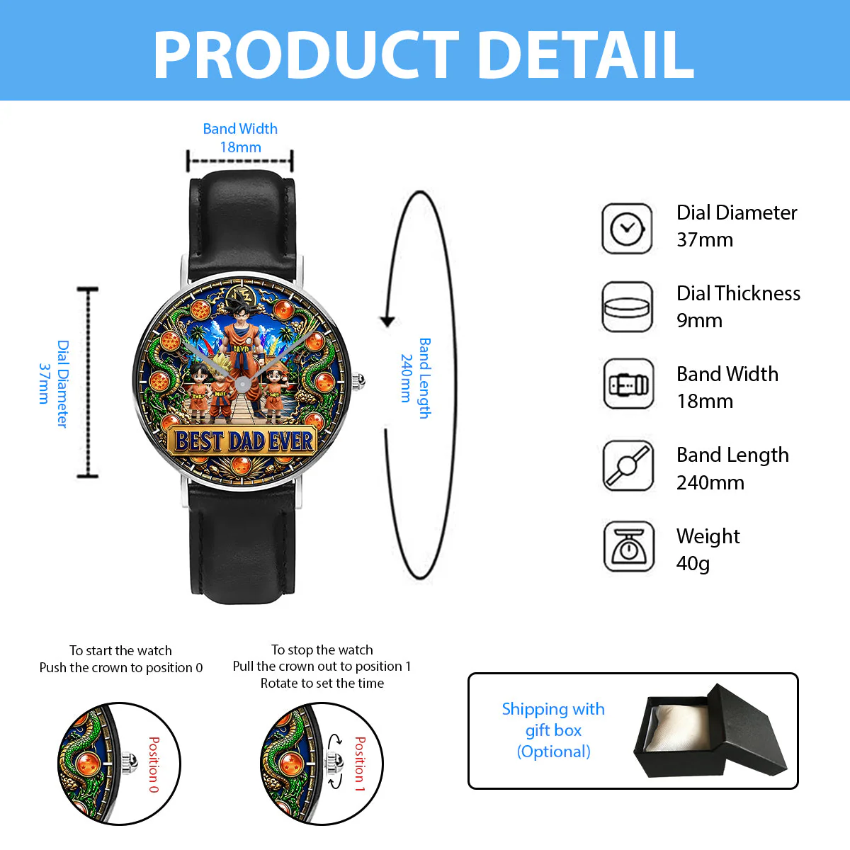 DrBa Best Dad Ever - Personalized Hand Watch - Gift For Father's Day, Movie Fans - Image 13