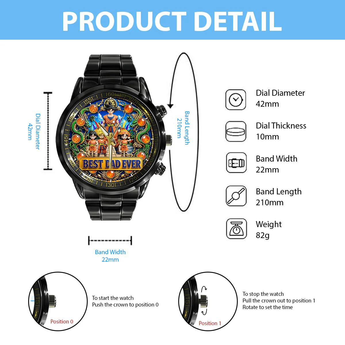 DrBa Best Dad Ever - Personalized Hand Watch - Gift For Father's Day, Movie Fans - Image 6