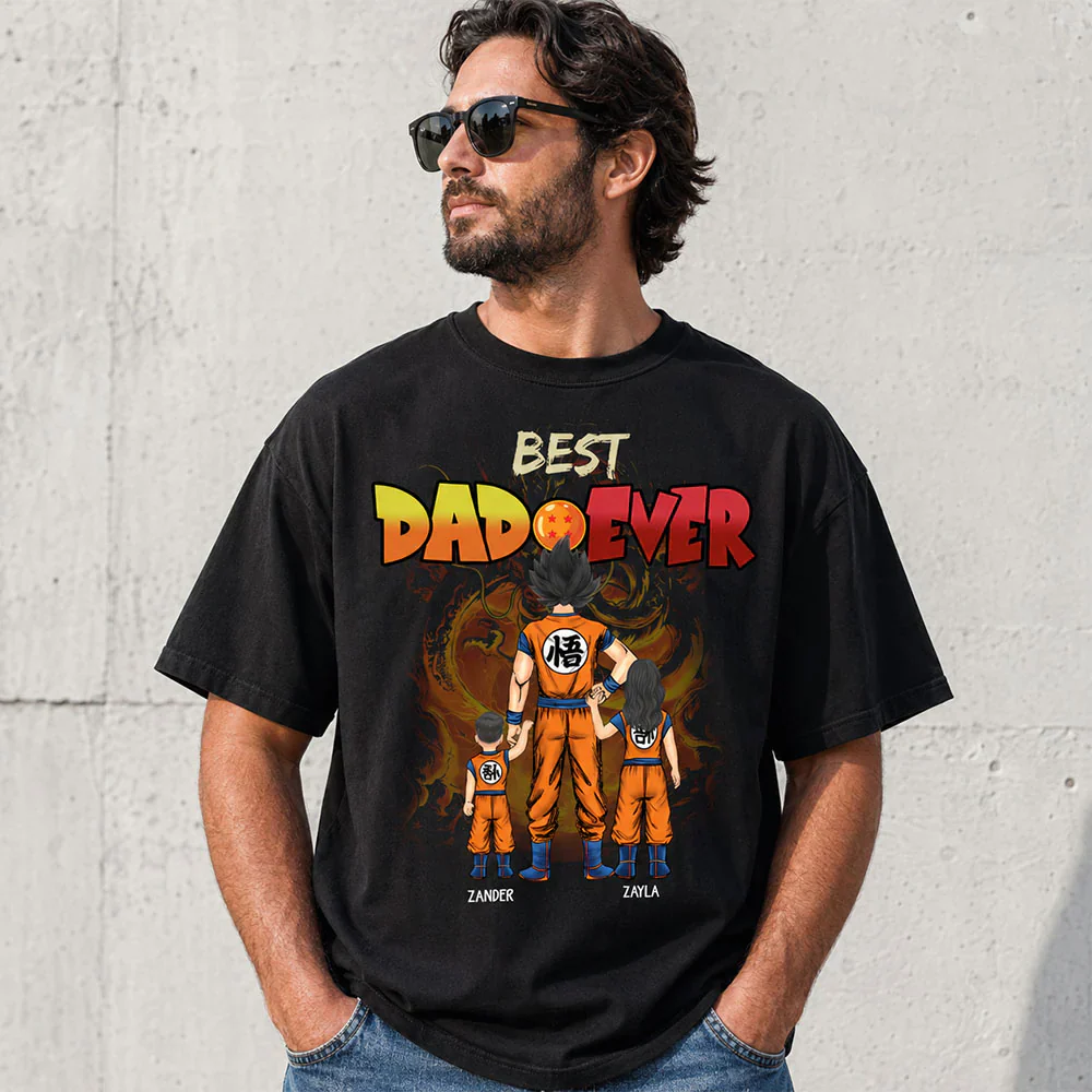 DrBa Best Dad Ever - Personalized T-Shirt - Gift For Father's Day