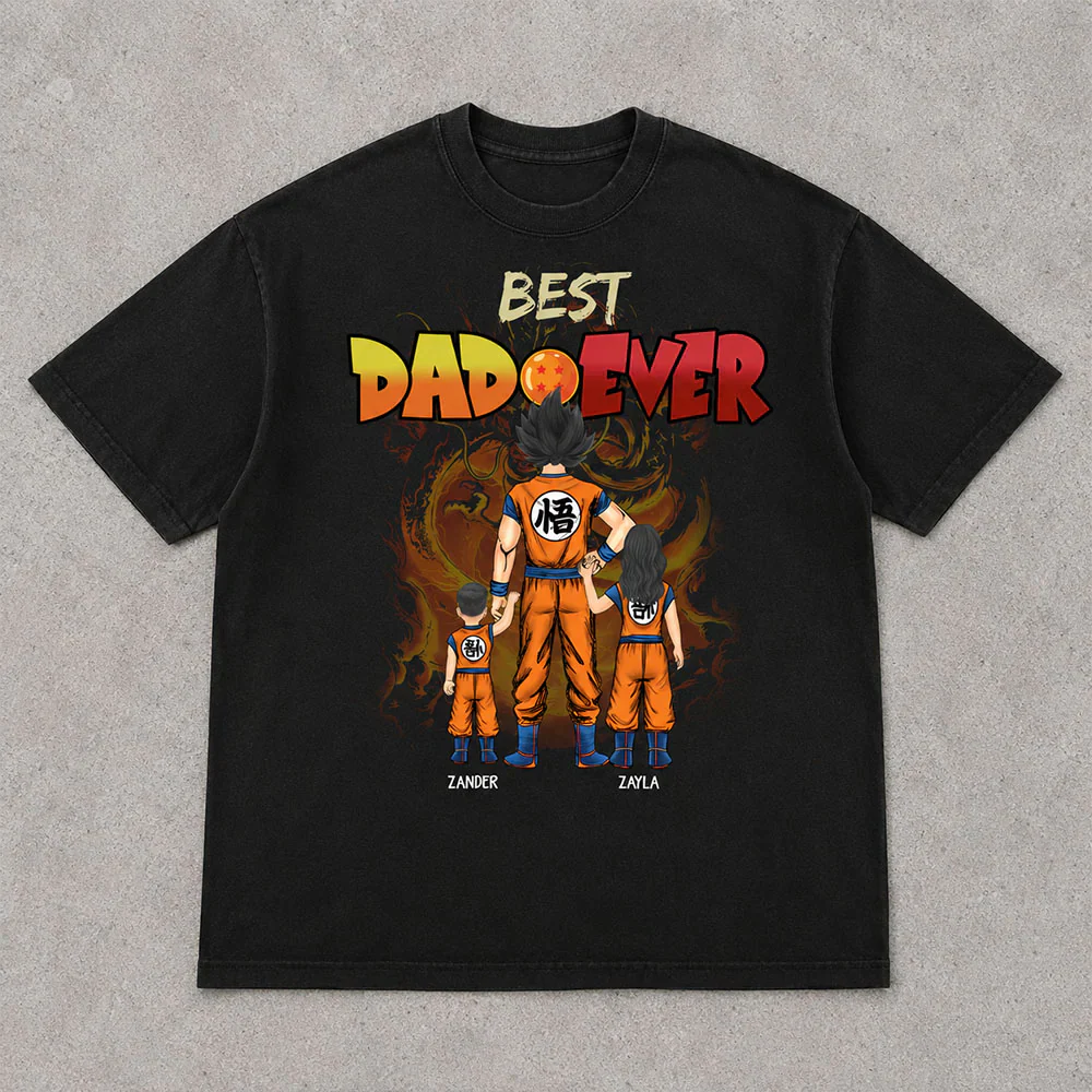 DrBa Best Dad Ever - Personalized T-Shirt - Gift For Father's Day - Image 3