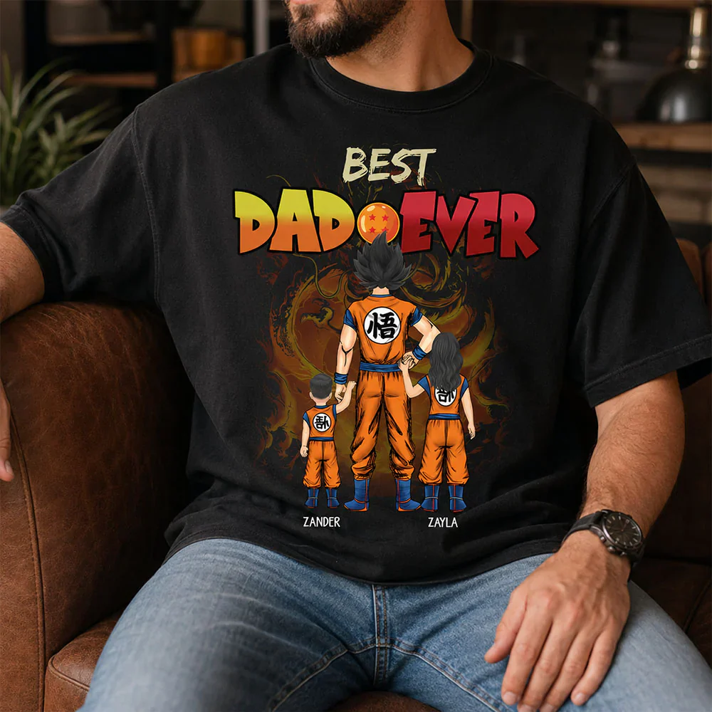 DrBa Best Dad Ever - Personalized T-Shirt - Gift For Father's Day - Image 4