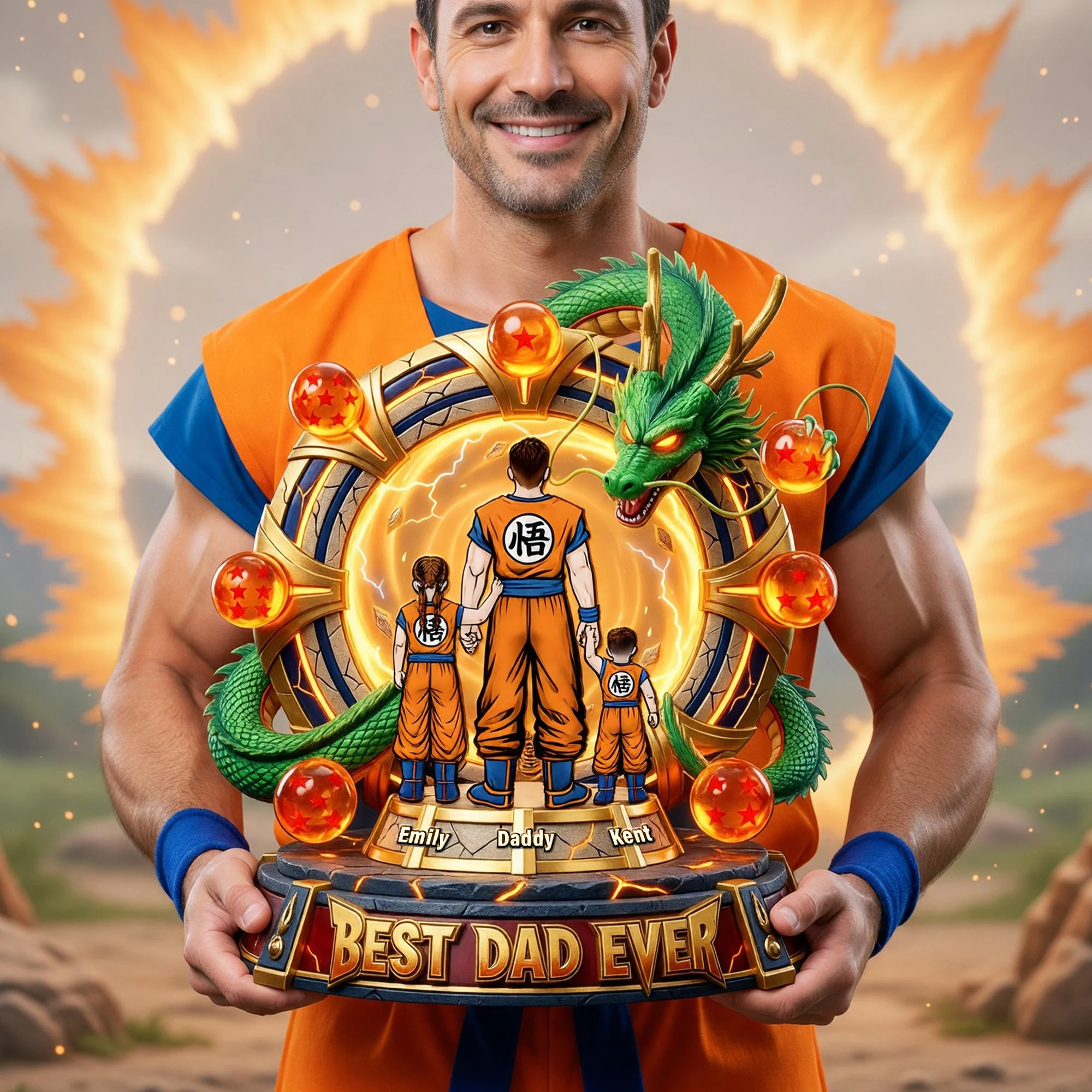 DrBa Best Dragon Dad Ever - Personalized Acrylic Plaque - Gifts For Dad