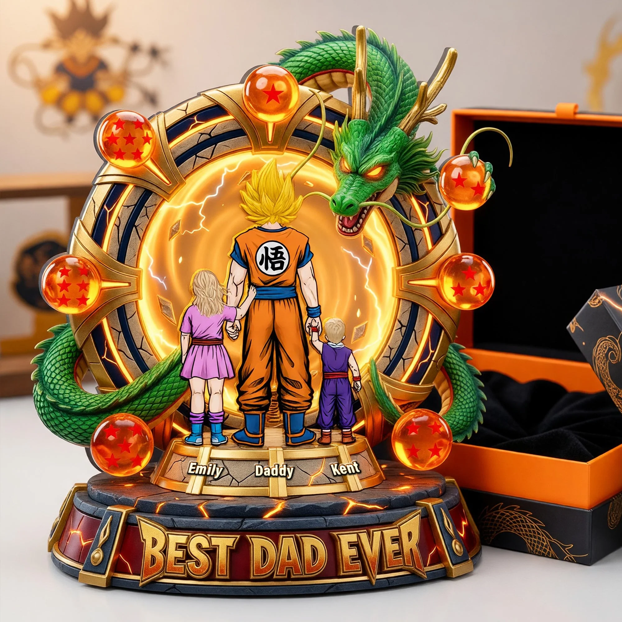 DrBa Best Dragon Dad Ever - Personalized Acrylic Plaque - Gifts For Dad - Image 2
