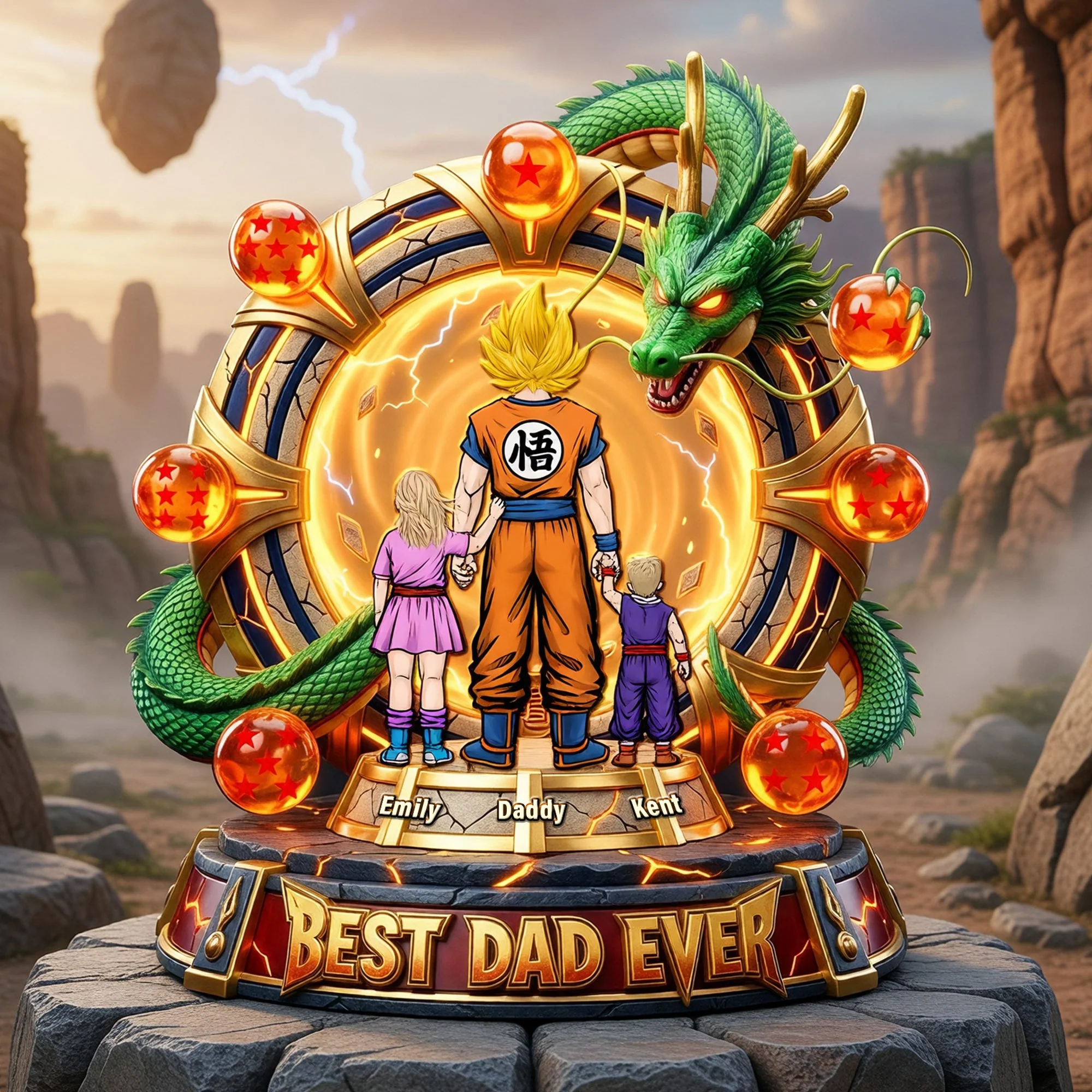 DrBa Best Dragon Dad Ever - Personalized Acrylic Plaque - Gifts For Dad - Image 3