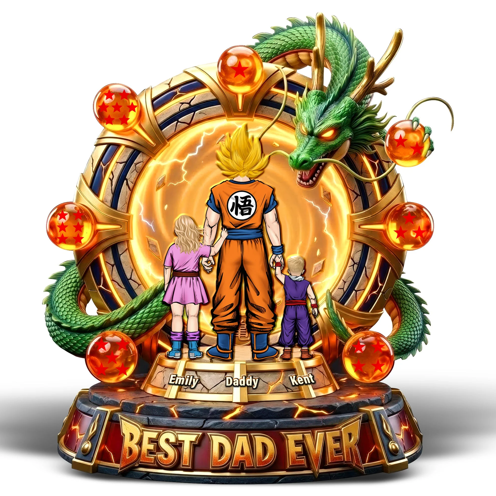 DrBa Best Dragon Dad Ever - Personalized Acrylic Plaque - Gifts For Dad - Image 4