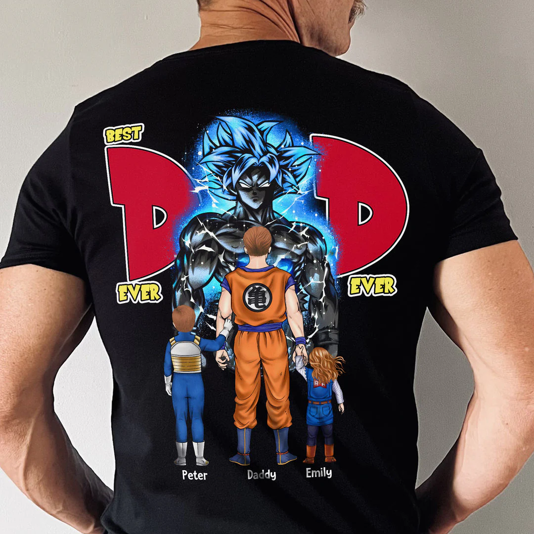 DrBa Best Saiyan Dad Ever - Personalized TShirt - Gift For Dad, Anime Fans - Image 4