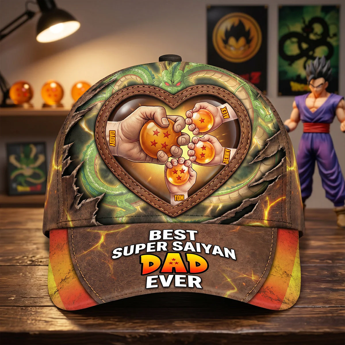 DrBa Best Super Saiyan Dad Ever - Personalized Classic Cap - Gifts For Dad