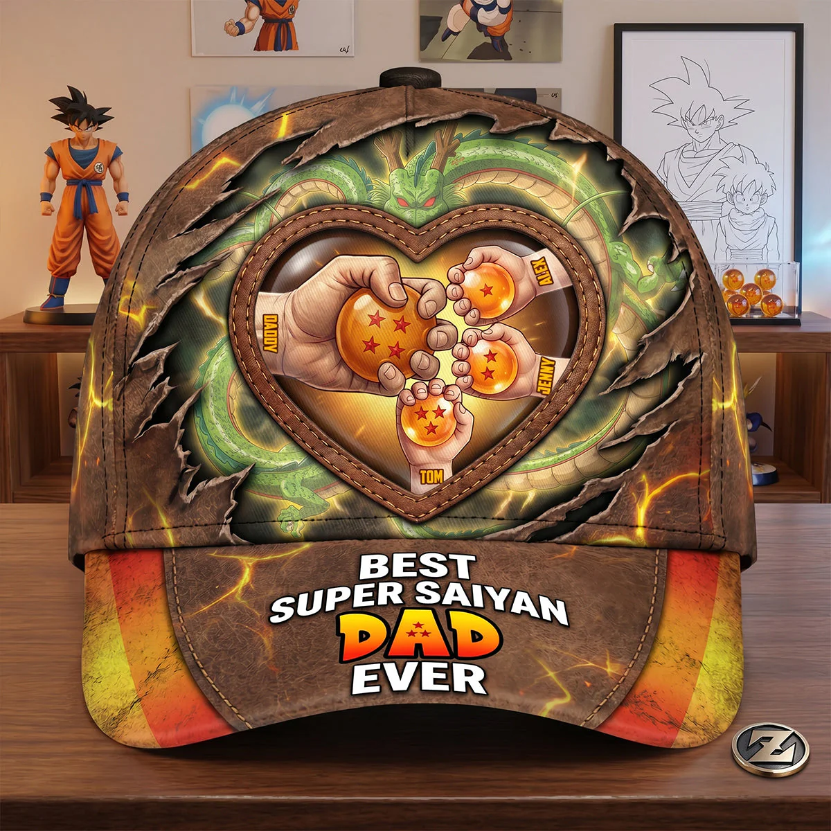 DrBa Best Super Saiyan Dad Ever - Personalized Classic Cap - Gifts For Dad - Image 2