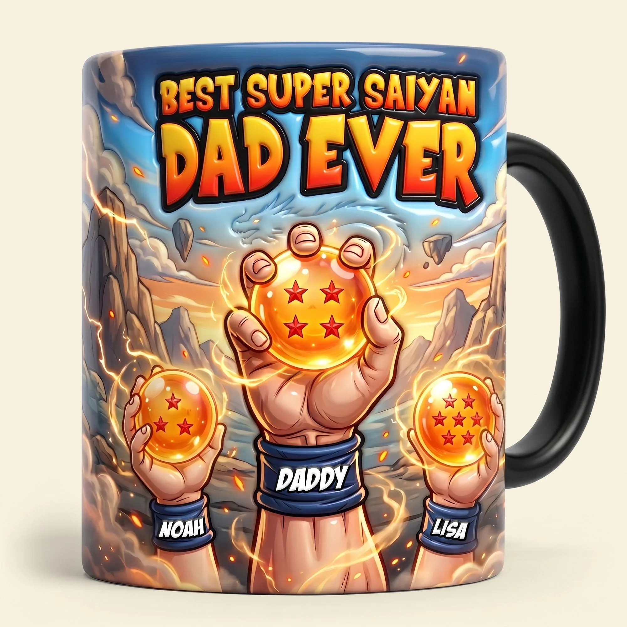 DrBa Best Super Saiyan Dad Ever - Personalized Color Changing Mug - Gifts For Dad - Image 3