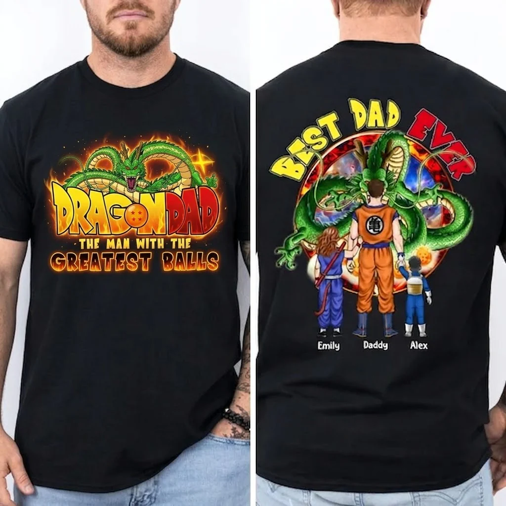 DrBa Best Super Saiyan Dad Ever - Personalized TShirt - Gift For Dad, Anime Fans | CL03.Ver2 - Image 2
