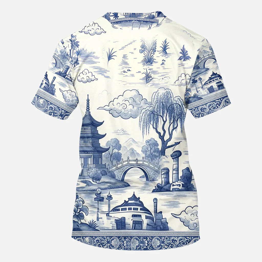 DrBa Celebrate 40 Years Of Legend - Personalized Blue Toile de Jouy Over Shirt - Anniversary Gift - Image 10