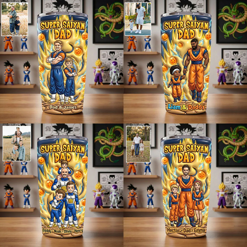 DrBa Custom Photo Super Saiyan Anime Dad - Personalized Tumbler - Gift For Dad