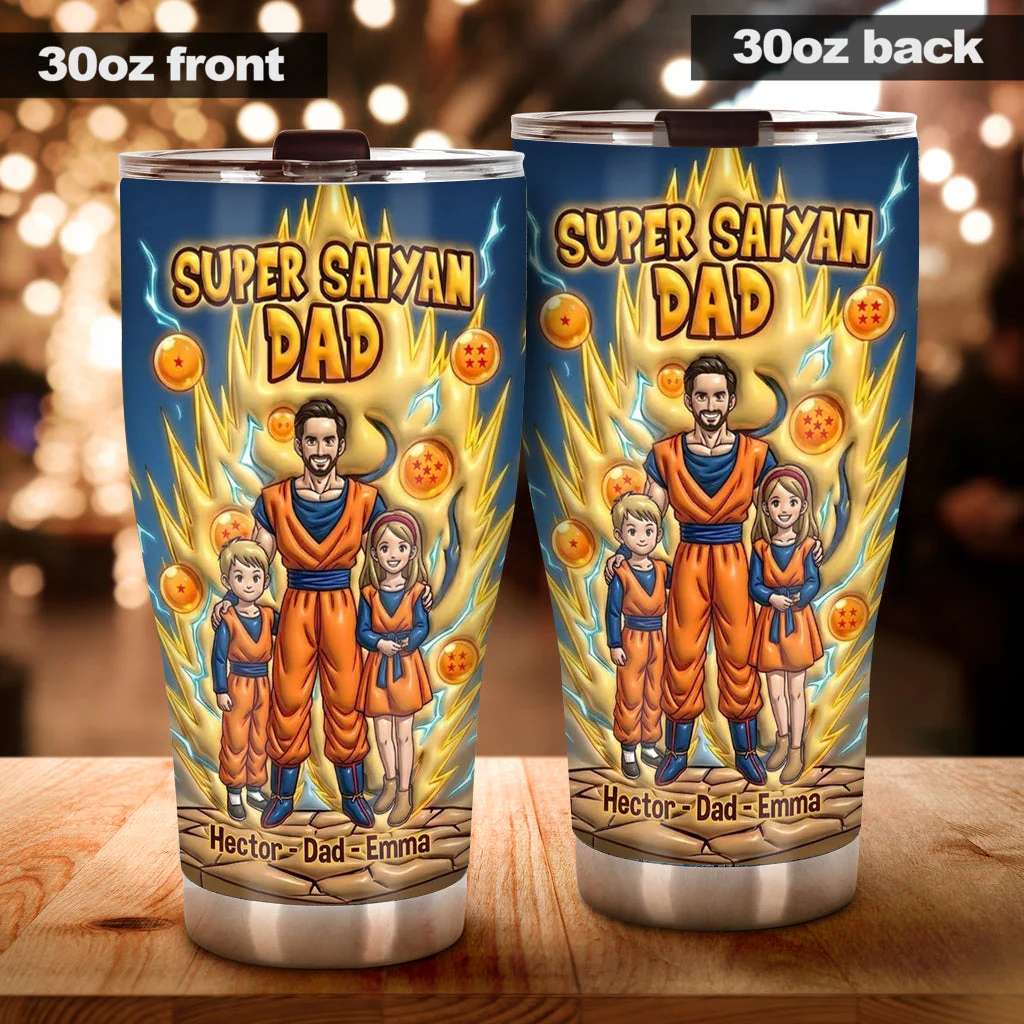 DrBa Custom Photo Super Saiyan Anime Dad - Personalized Tumbler - Gift For Dad - Image 2