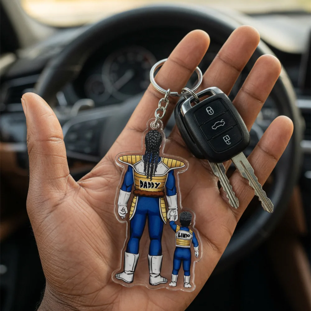 DrBa Hero Dad Power - Personalized Acrylic Keychain - Gift For Dad - Image 2