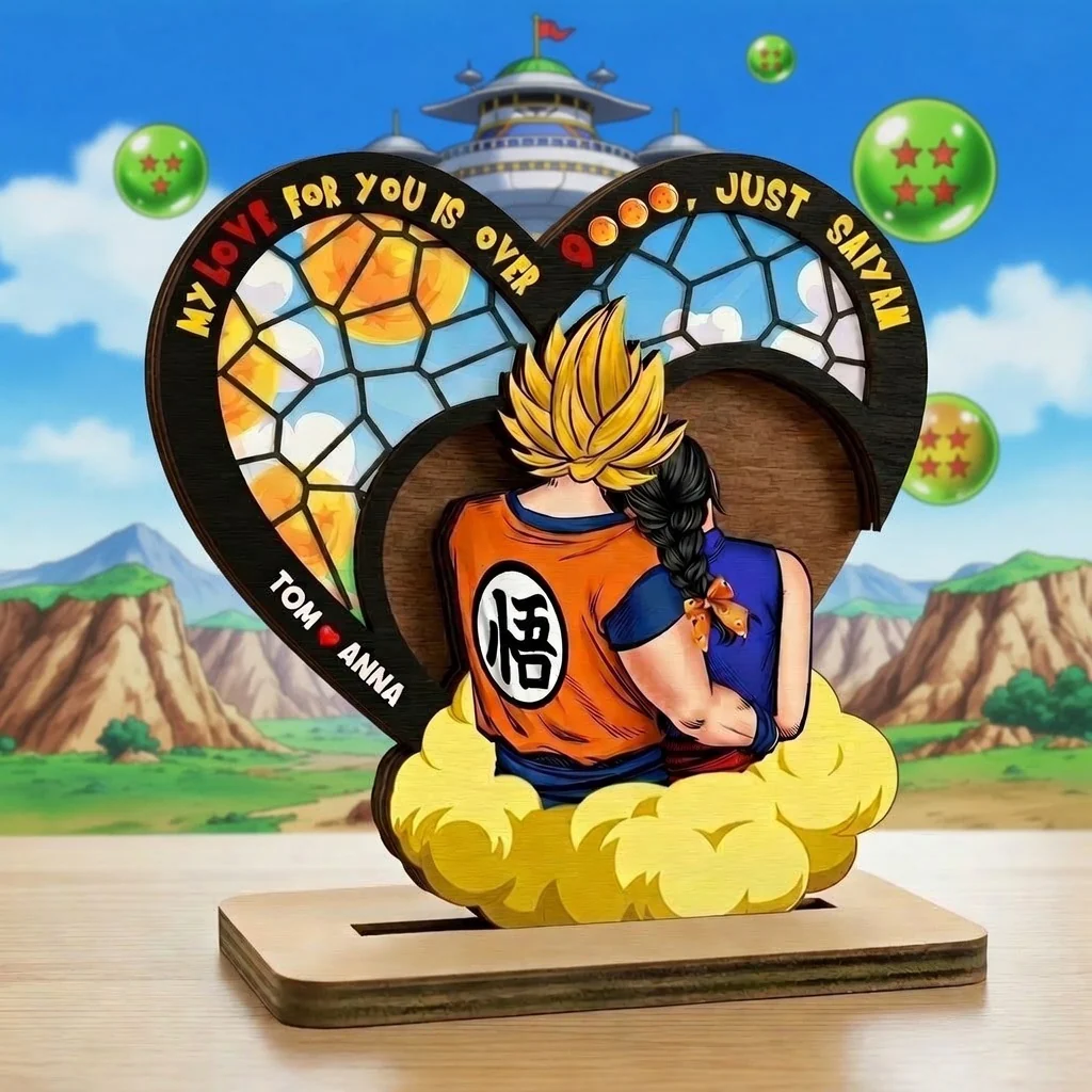 DrBa My Love For You Is Over 9000 - Personalized Wooden Plaque - Gift For Wife, Couple - Image 2
