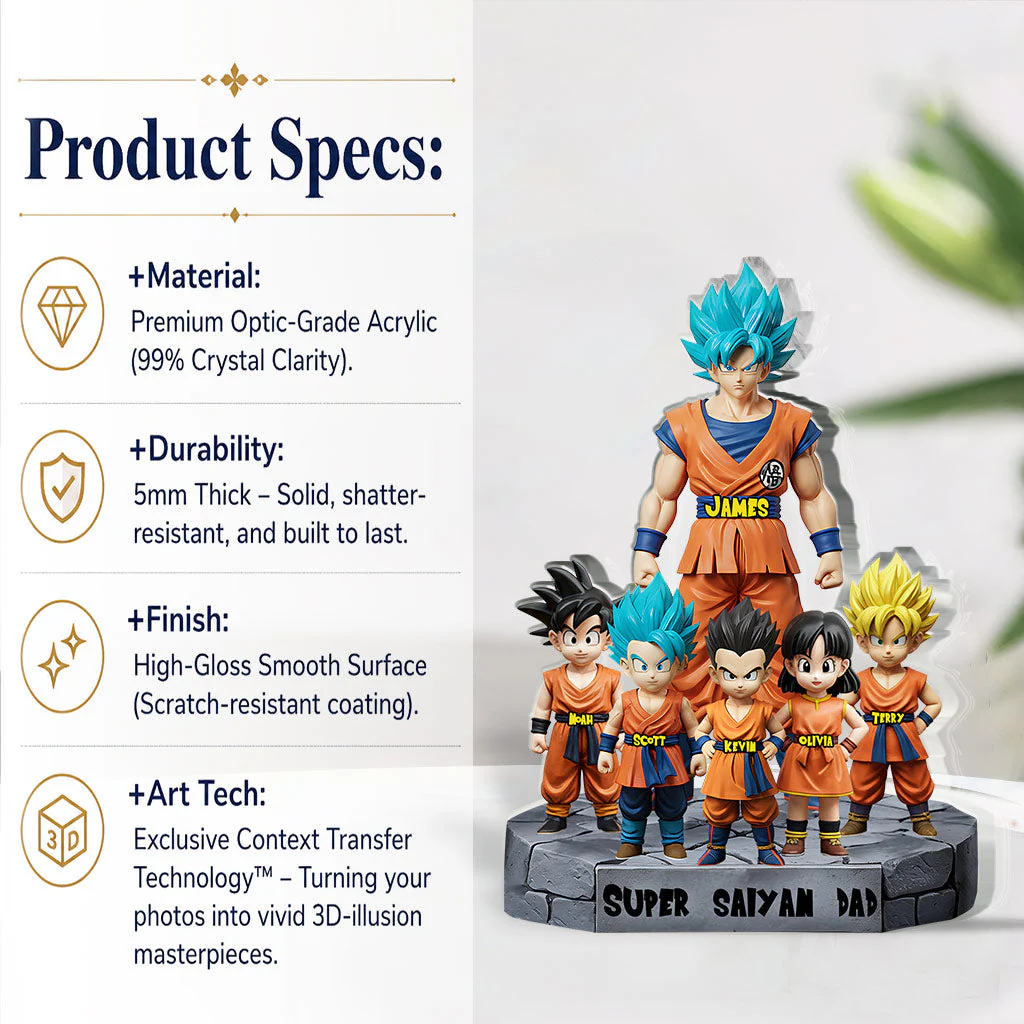 DrBa Super Saiyan Dad Ever - Personalized Acrylic Plaque - Gift For Father's Day - Image 3