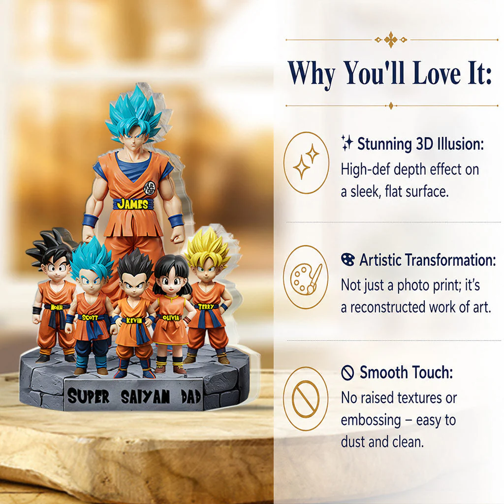 DrBa Super Saiyan Dad Ever - Personalized Acrylic Plaque - Gift For Father's Day - Image 4