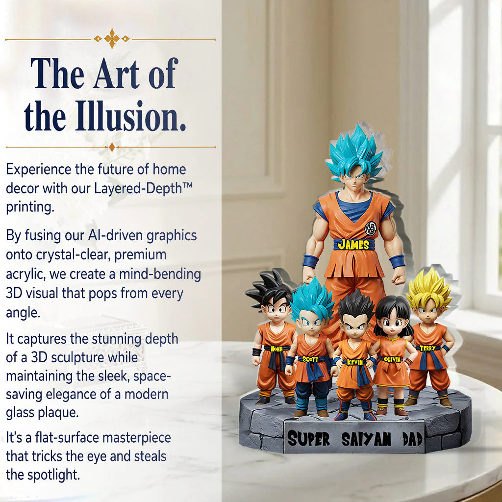 DrBa Super Saiyan Dad Ever - Personalized Acrylic Plaque - Gift For Father's Day - Image 5