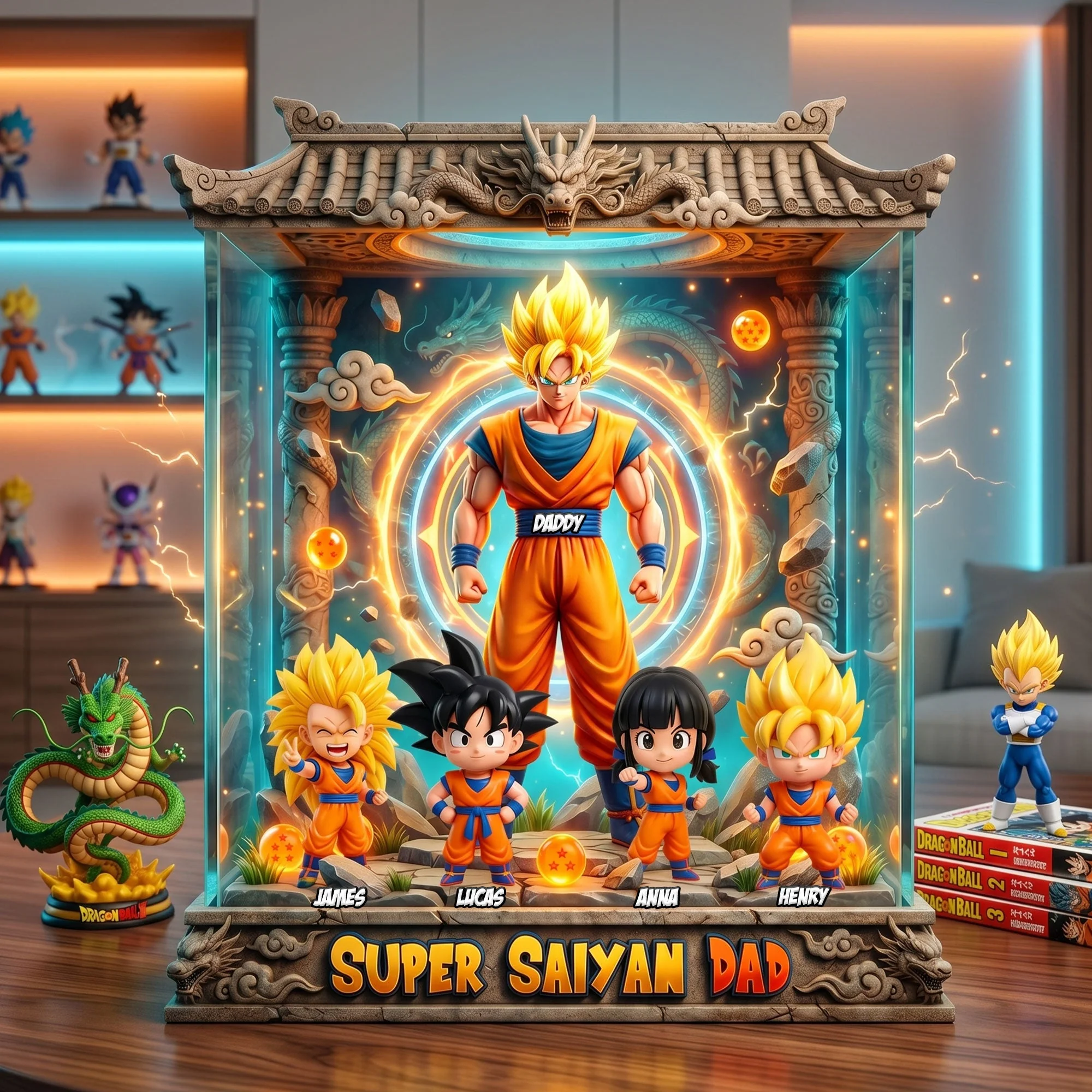 DrBa Super Saiyan Dad - Personalized Acrylic Plaque - Gift For Father's Day, Movie Fans