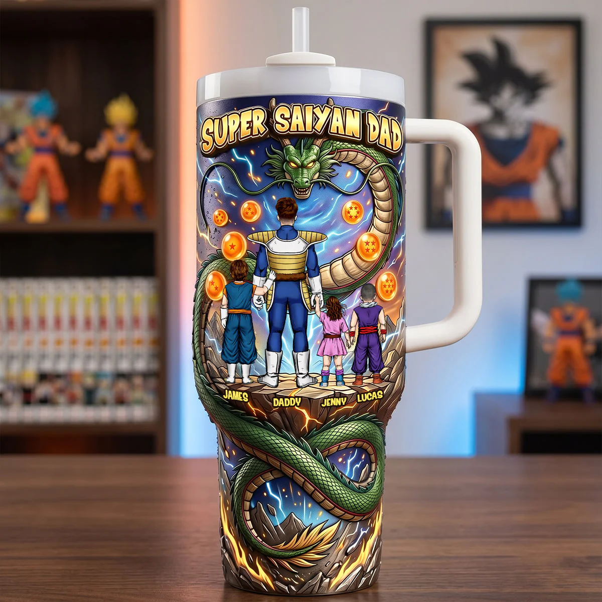 DrBa Super Saiyan Dad - Personalized Tumbler- Gift For Dad, Anime Fans - Image 2