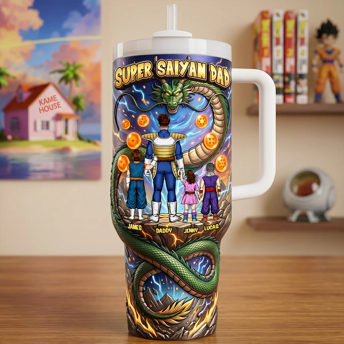 DrBa Super Saiyan Dad - Personalized Tumbler- Gift For Dad, Anime Fans - Image 3