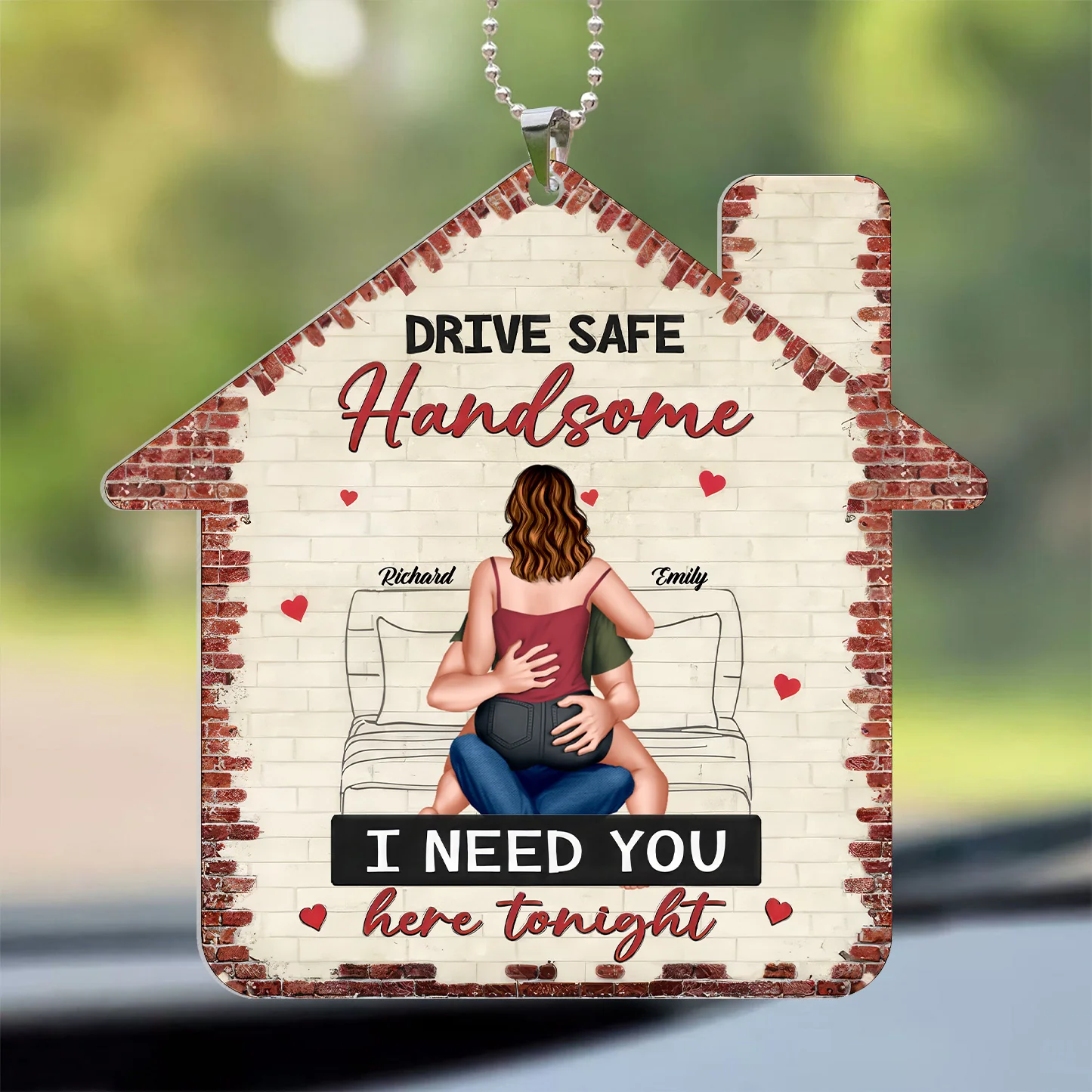 Drive Safe Handsome Babe - Personalized Car Hanging Ornament - Gift For Couple, Husband Wife, Anniversary Gift - CL28 NA94 - Image 2