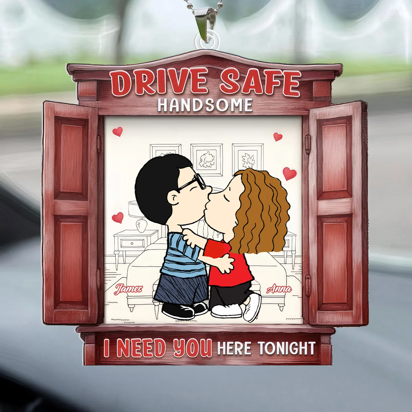 Drive Safe Handsome Peanut - Personalized Car Ornament - Gift For Couple, Husband Wife - GR9 NH96