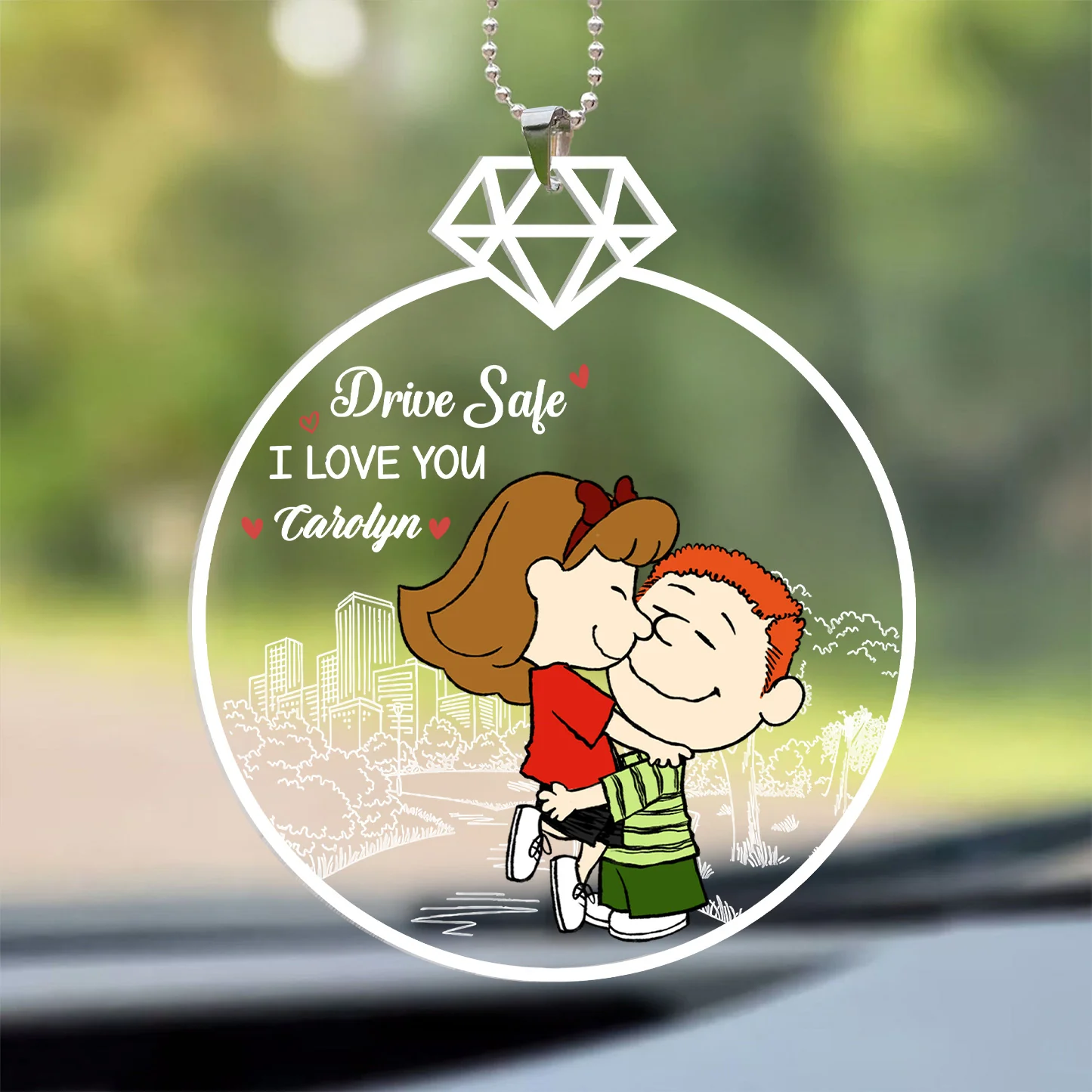 Drive Safe, I Love You Peanut - Personalized Car Ornament - Gift For Couple, Husband Wife | GR8 NH96 - Image 2