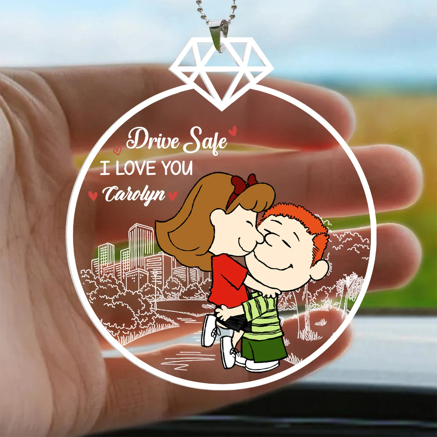 Drive Safe, I Love You Peanut - Personalized Car Ornament - Gift For Couple, Husband Wife | GR8 NH96 - Image 3