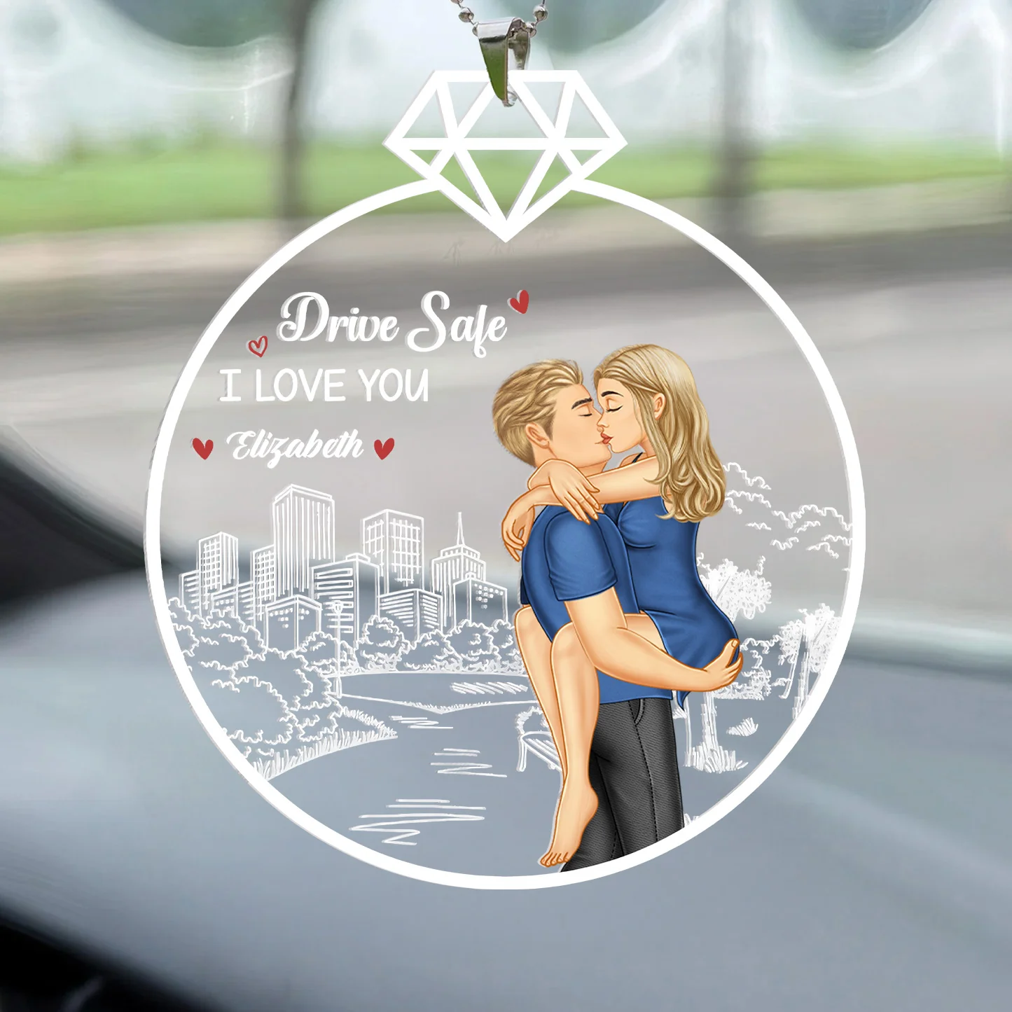 Drive Safe, Love You Forever - Personalized Car Hanging Ornament - Gift For Couple, Husband Wife, Anniversary Gift - GR7 NA94