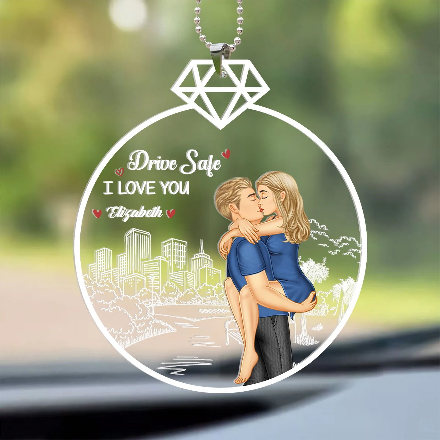 Drive Safe, Love You Forever - Personalized Car Hanging Ornament - Gift For Couple, Husband Wife, Anniversary Gift - GR7 NA94 - Image 2