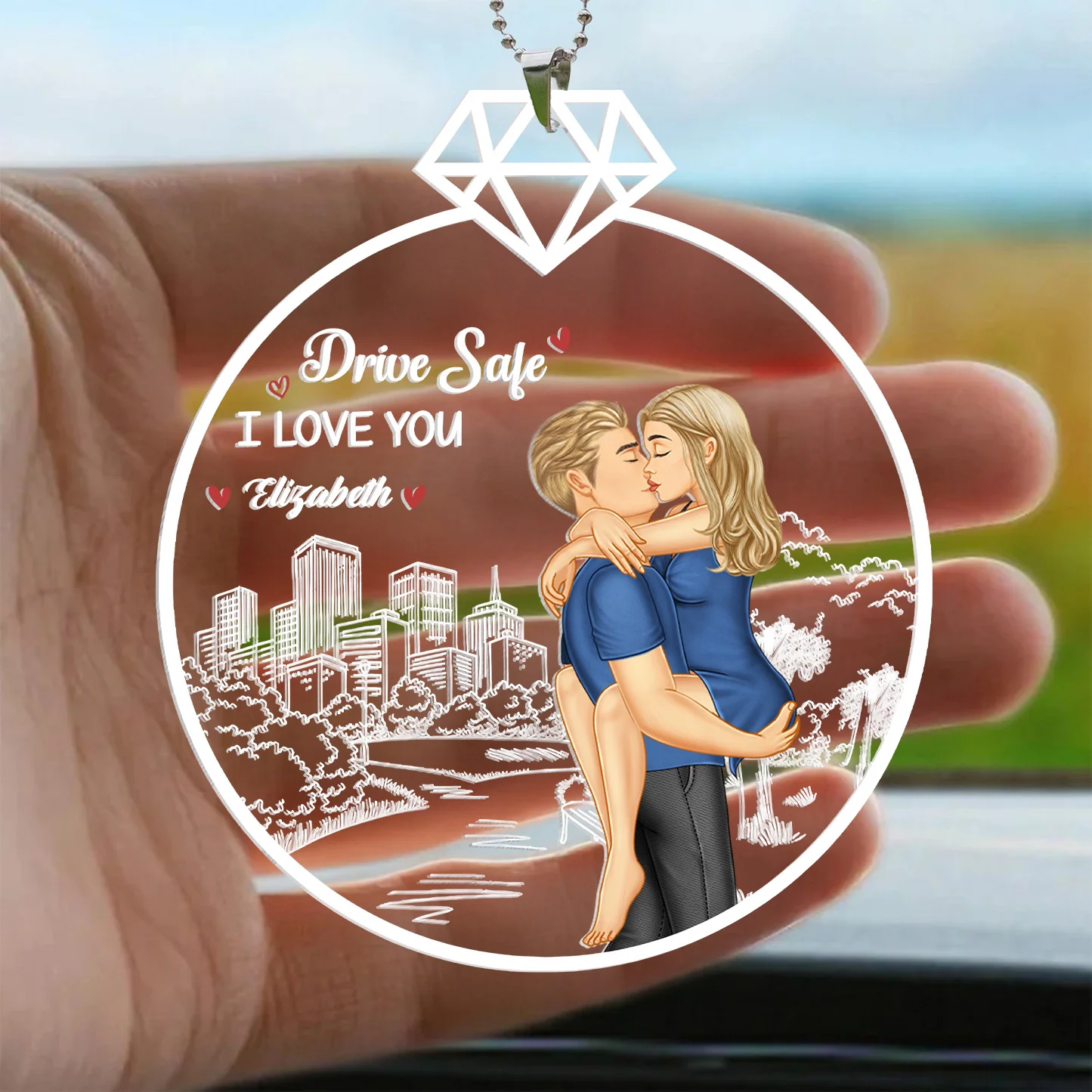 Drive Safe, Love You Forever - Personalized Car Hanging Ornament - Gift For Couple, Husband Wife, Anniversary Gift - GR7 NA94 - Image 3