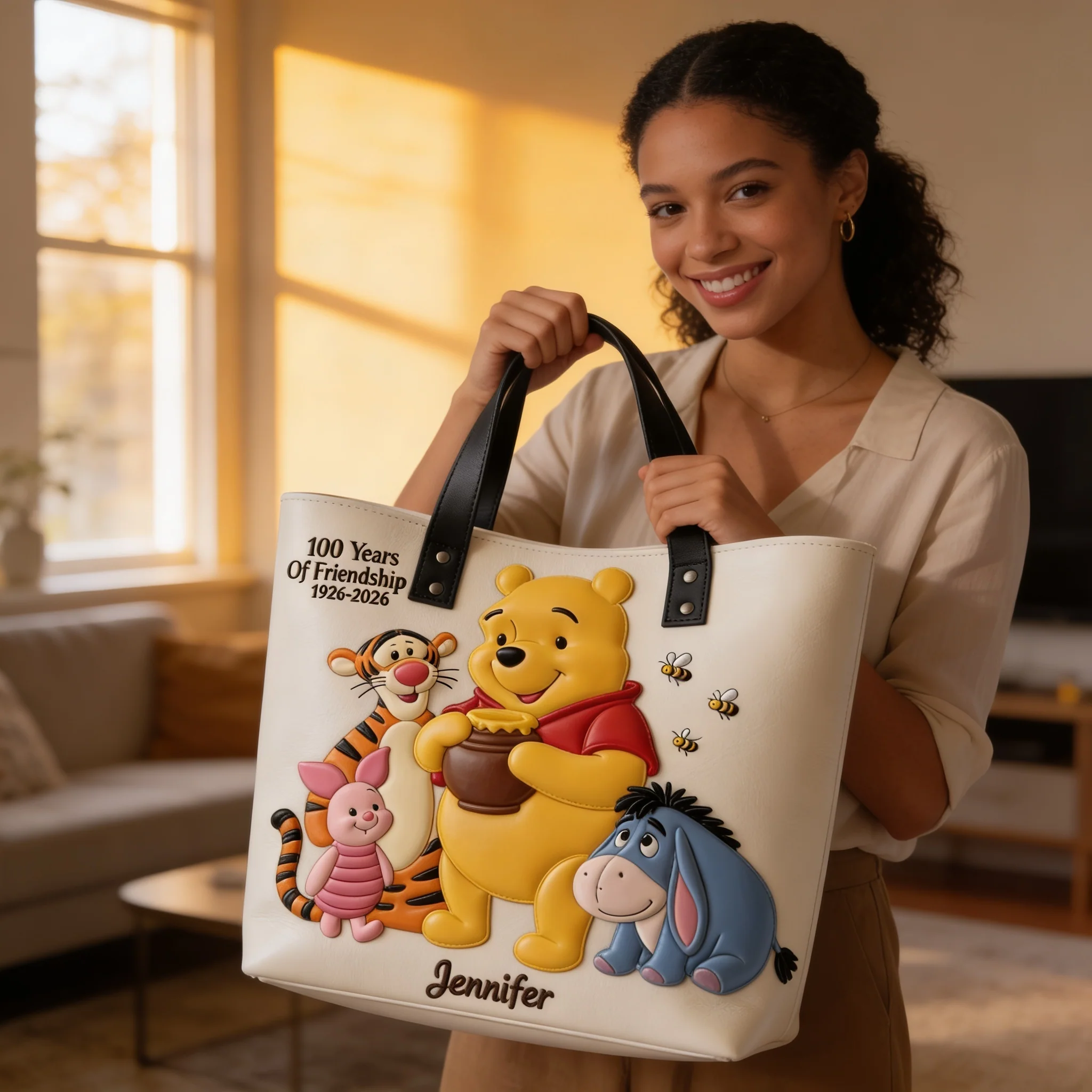 DSNY 100th Anniversary Honey Bear With Friends - Personalized Tote Bag - Gift For Movie Fans - Image 4