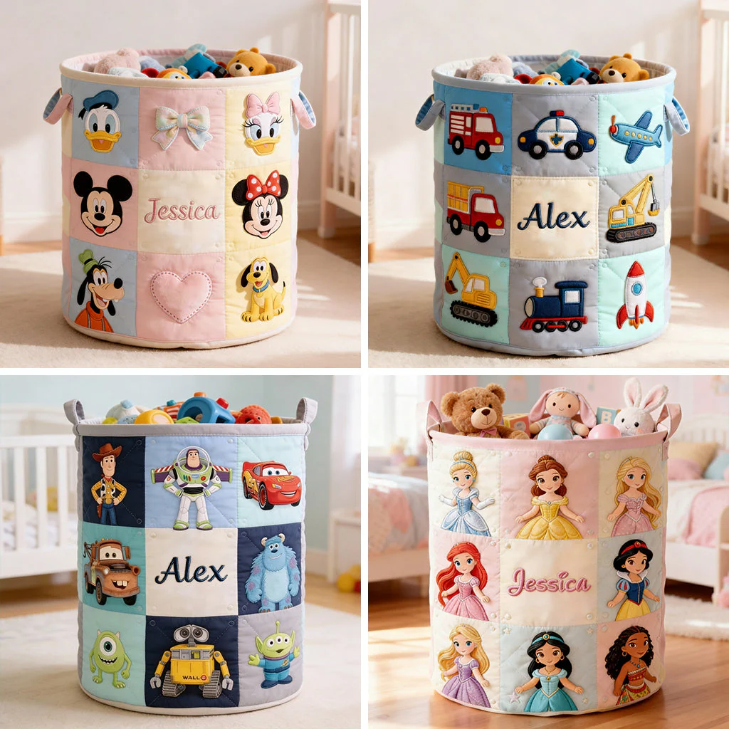 DSNY Characters - Personalized Storage Basket - Gift For Kids, Family, Movie Fans