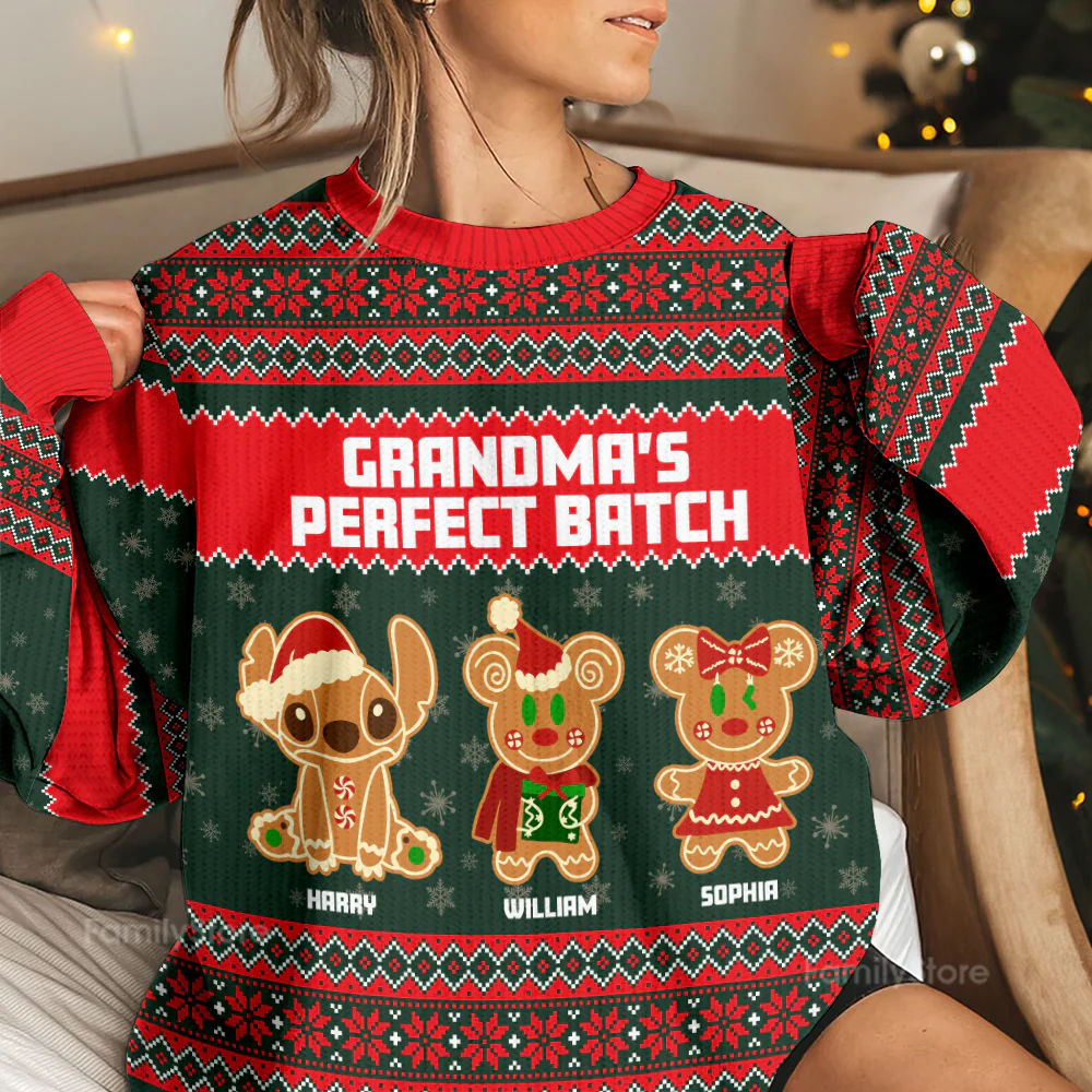 DSNY Cute Cartoon Gingerbread Character - Personalized Ugly Sweater - Gifts For Grandma, Mom TD118 - Image 2