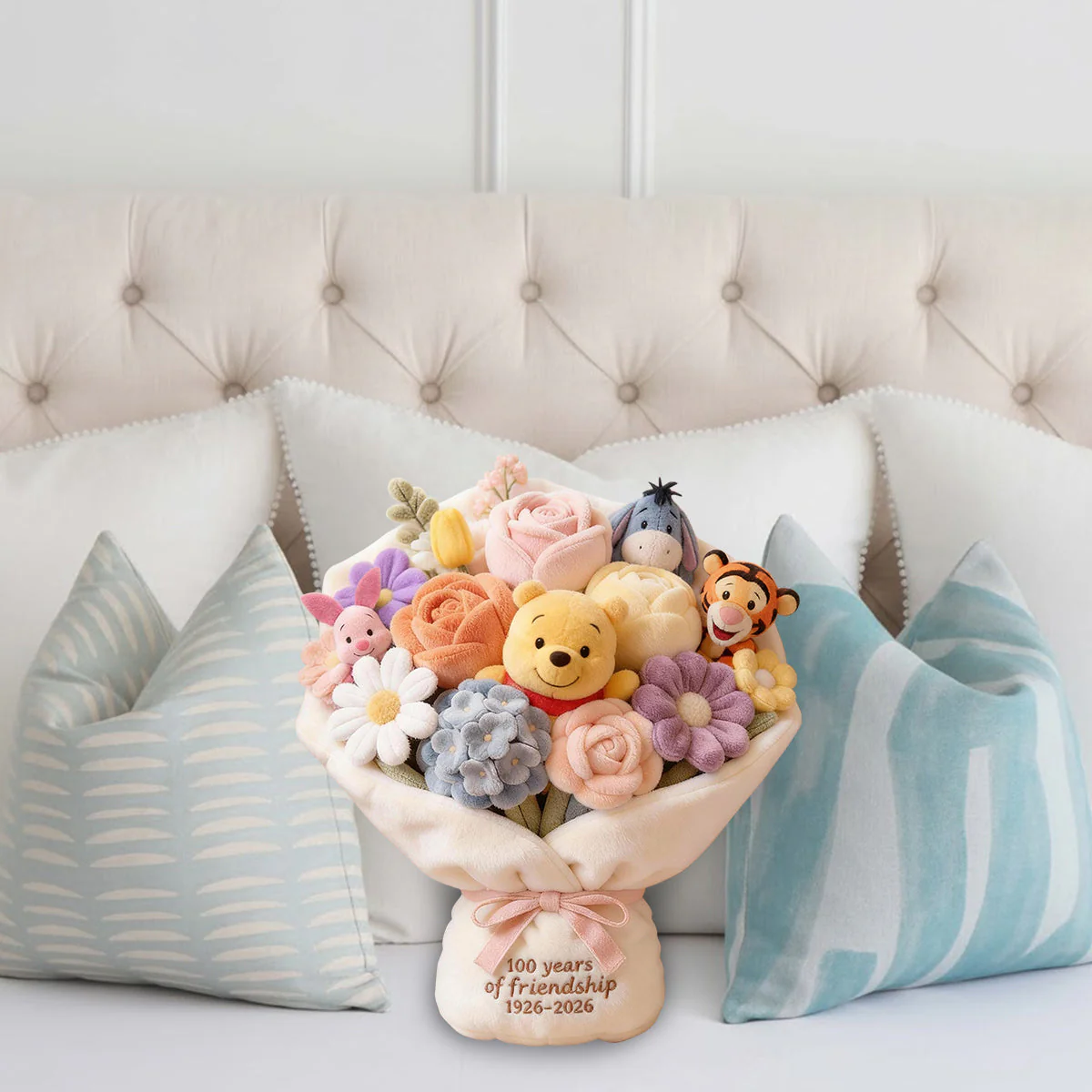 DSNY Honey Bear 100 Years Of Friendship Bouquet - Personalized Custom Shaped Pillow - Anniversary Gift For Movie Fans NL122 - Image 3
