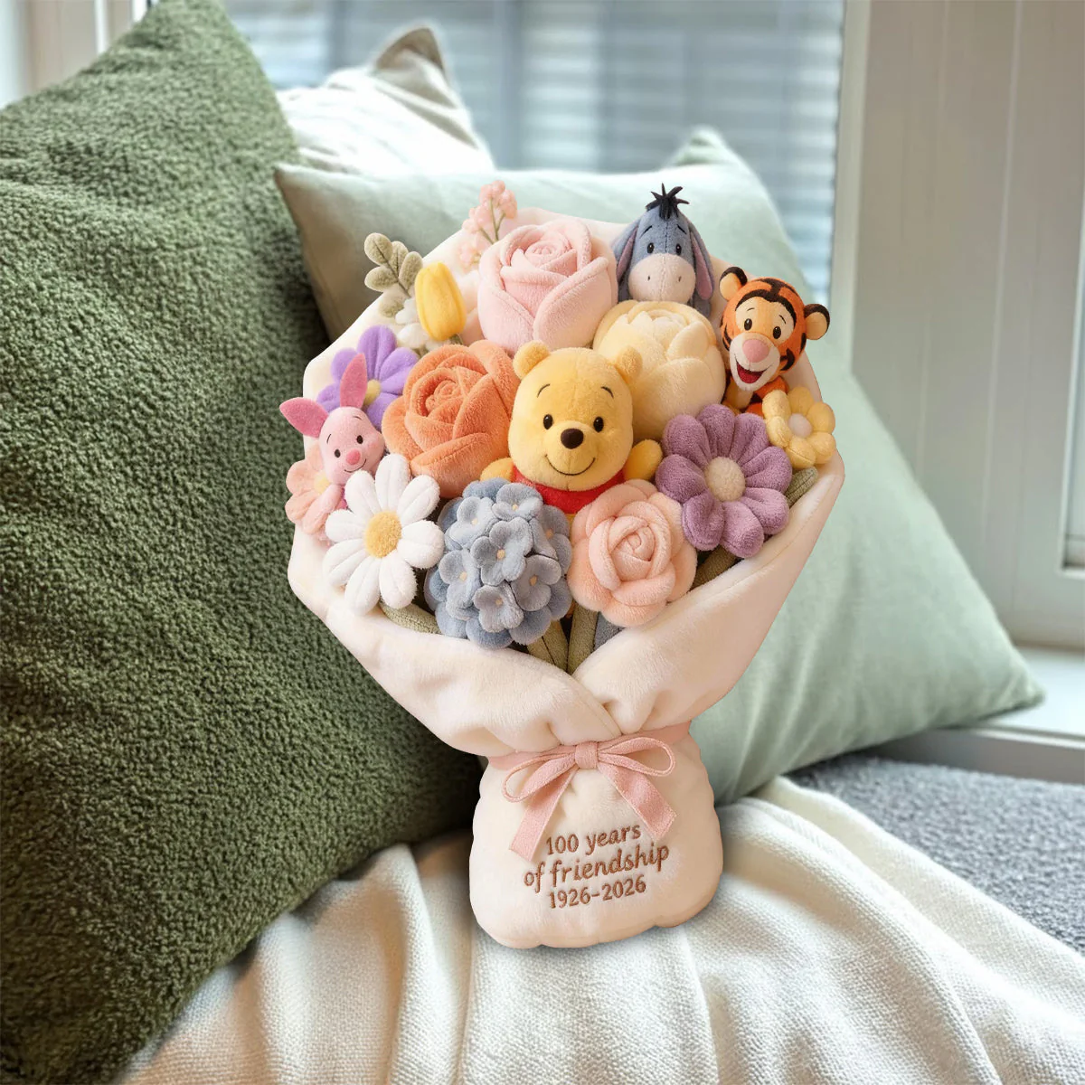 DSNY Honey Bear 100 Years Of Friendship Bouquet - Personalized Custom Shaped Pillow - Anniversary Gift For Movie Fans NL122 - Image 5