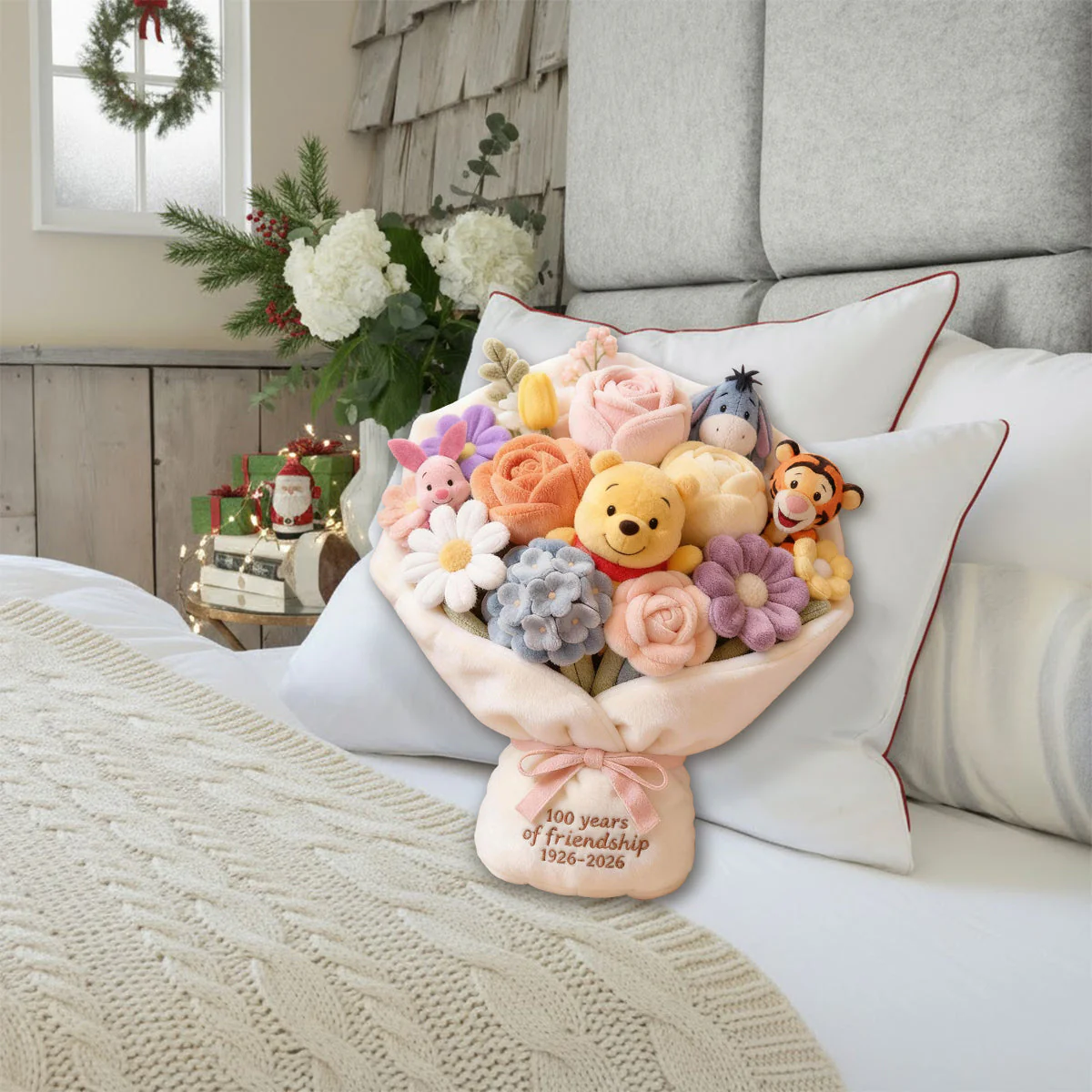 DSNY Honey Bear 100 Years Of Friendship Bouquet - Personalized Custom Shaped Pillow - Anniversary Gift For Movie Fans NL122 - Image 6