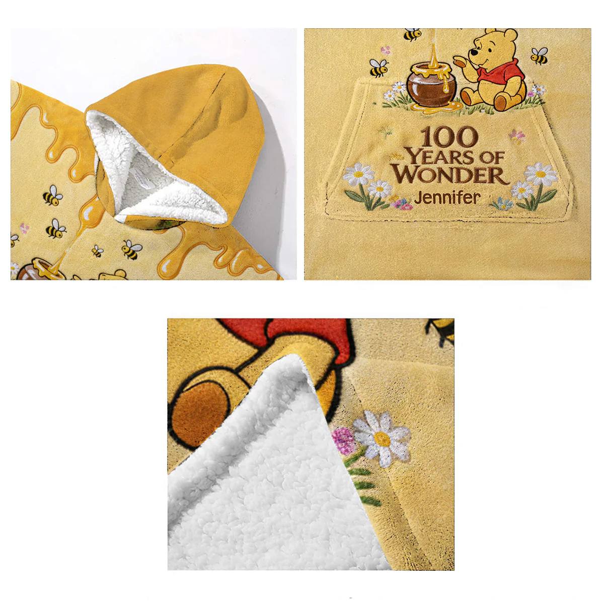 DSNY Honey Bear 100 Years Of Wonder - Personalized Blanket Hoodie - Gift For Movie Fans NL122 - Image 6