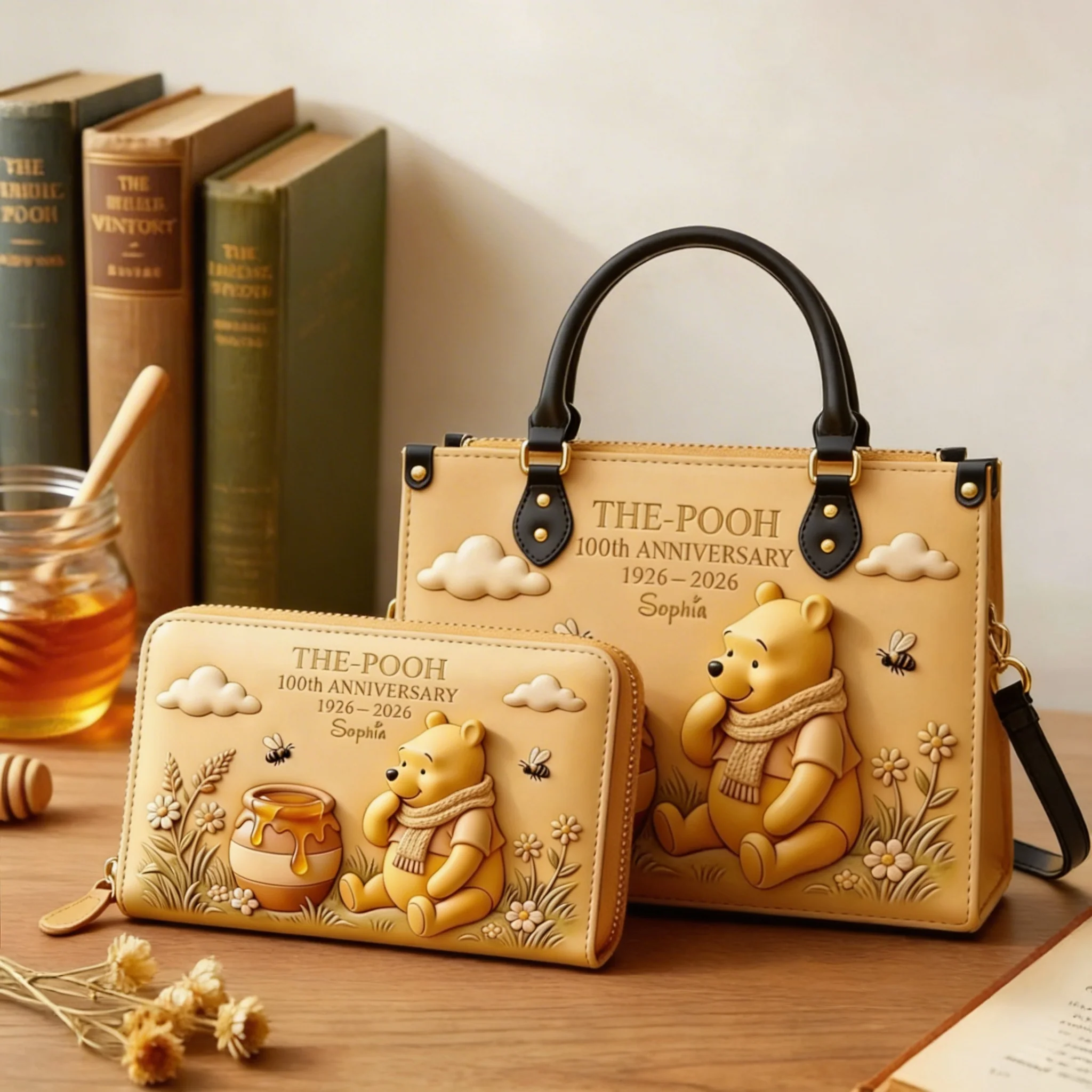DSNY Honey Bear 100th Anniversary - Personalized Leather Long Wallet And Folded Wallet - Gift For Movie Fans NL122