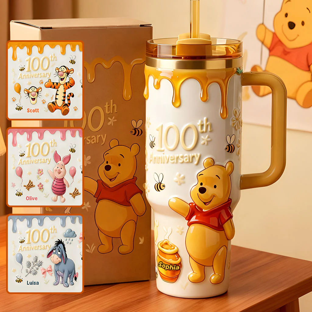 DSNY Honey Bear 100th Anniversary - Personalized Tumbler 40oz Cup With Straw - Gift For Movie Fans NL122