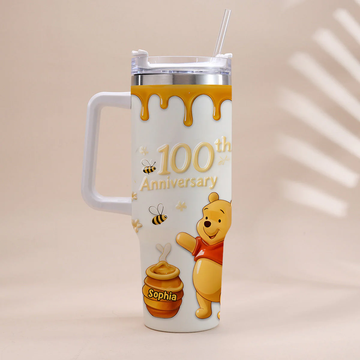 DSNY Honey Bear 100th Anniversary - Personalized Tumbler 40oz Cup With Straw - Gift For Movie Fans NL122 - Image 3