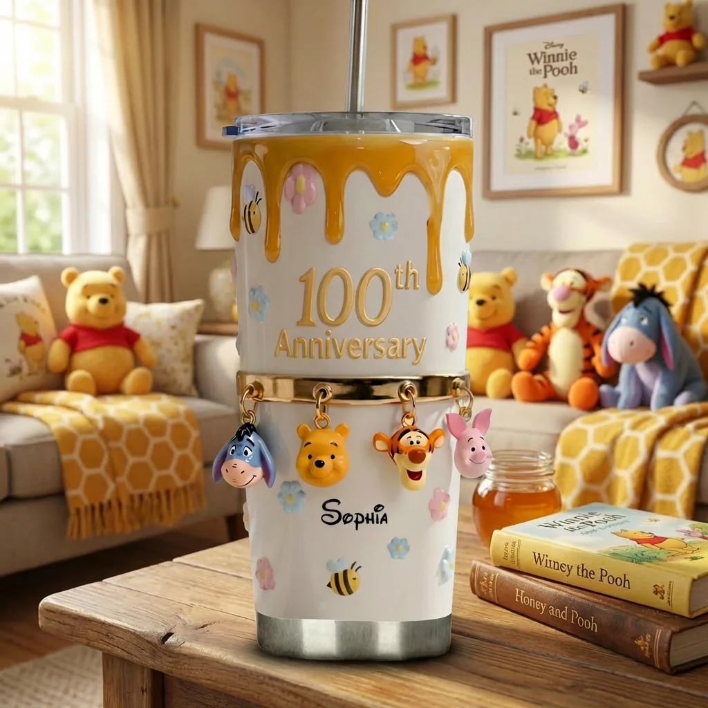 DSNY Honey Bear Anniversary 100 Years Of Friendship - Personalized Tumbler - Gift For Movie Fans HH01 - Image 3