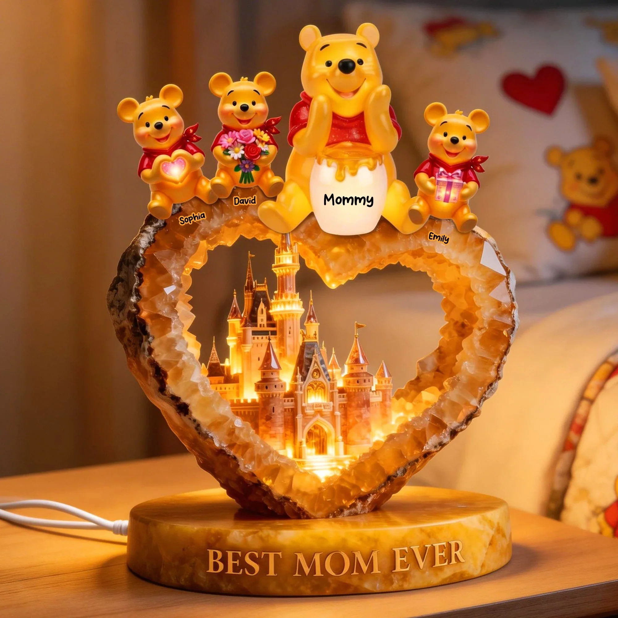 DSNY Honey Bear Best Mom Ever - Personalized Acrylic Light Box - Gift For Mom, Movie Fans - Image 2